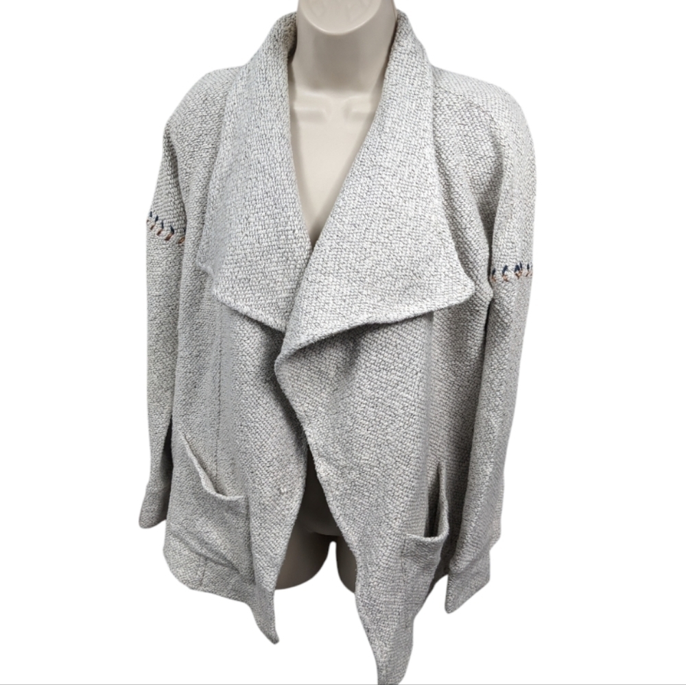 Lucky Brand Open Cozy Chunky Knit Embroidered Cardigan Sz S